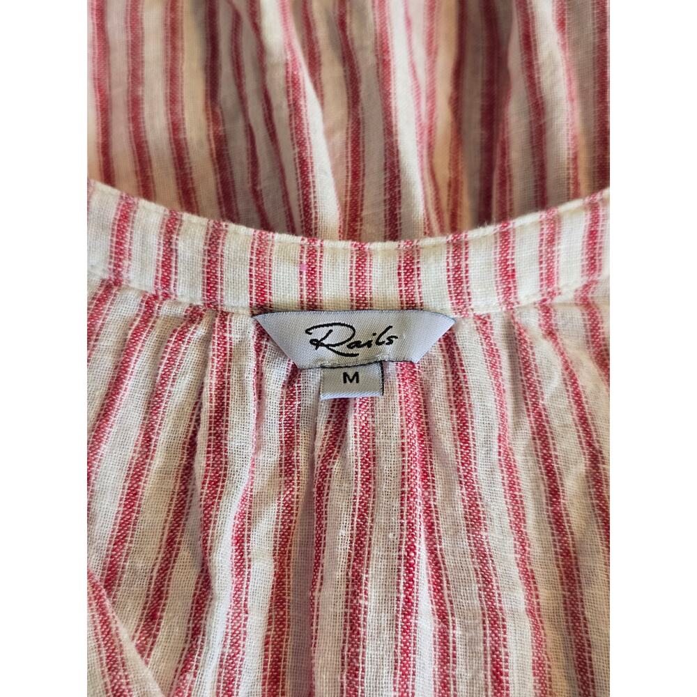 Rails Jasmine Belmont Stripe Linen Blend Mini Dress Red White M - Picture 5 of 6